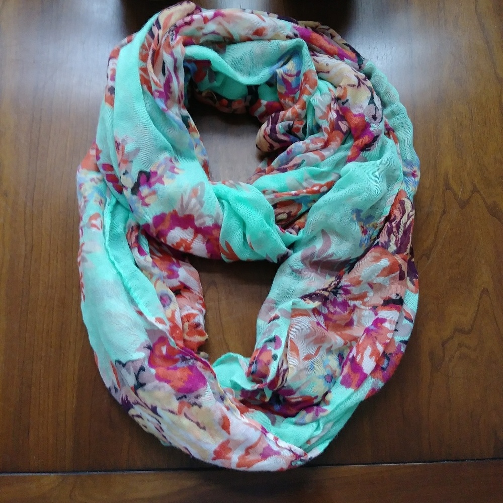 Charlotte Russe - Mint and Floral Infinity Scarf